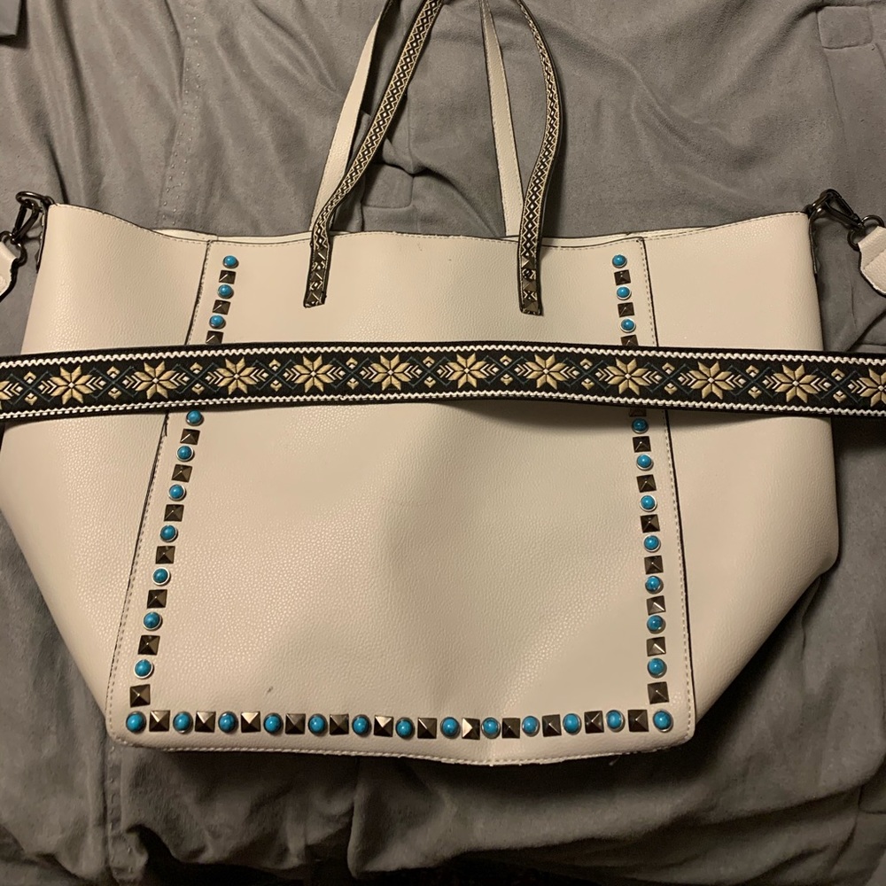 Gray guitar strap leather bag